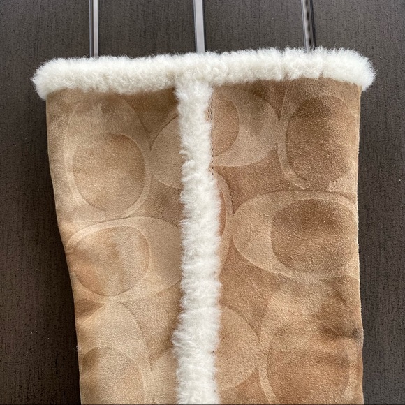 Y2K STYLE SUEDE COACH LOGO BOOTS WITH FAUX FUR!! - Picture 8 of 13